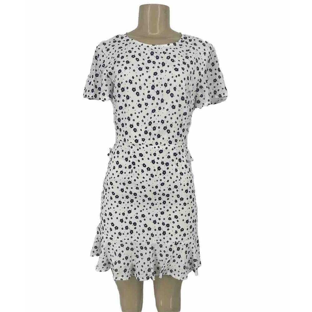 NEW Princess Polly Size 6 Women Nate Floral Mini Cut Out Back White Short Sl T13